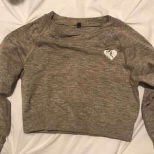 Tan Women’s Best Athletic Long Sleeve Crop Top